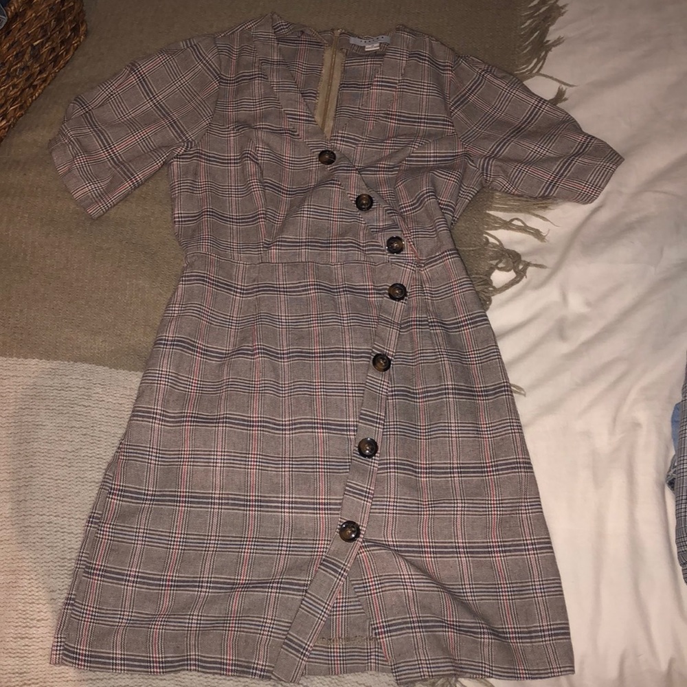 Plaid button up dress